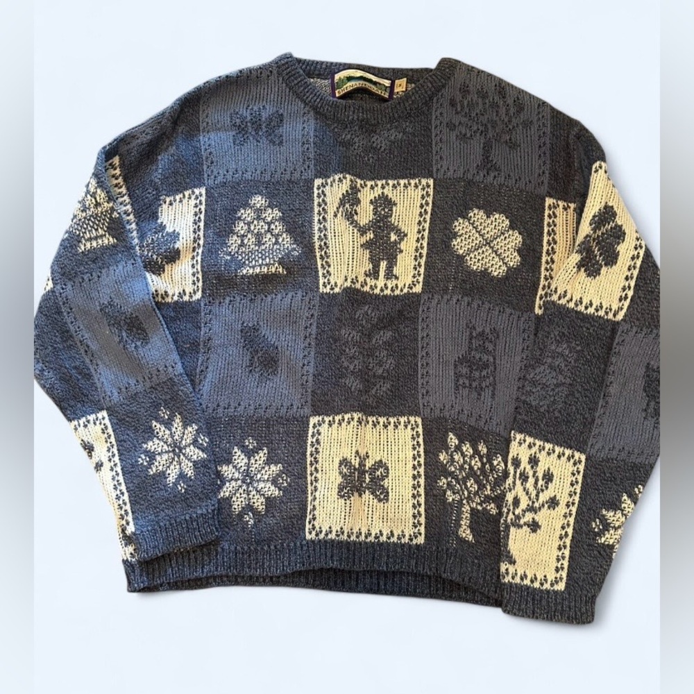 Vintage Shenandoah Patchwork Knit Sweater | Cottagecore | Size M - Picture 2 of 5